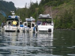 Left to Right, Brother in law Sam 22 foot Sea Sport, C-Spirit in middle, Buddy Scott, 24 foot Bayliner