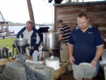 Marc & Lee and Wade firing Up the fryer Pots
 Gumbo pot & The Works
