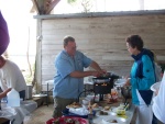 Marc serves up and oyster omelette for Marie