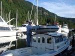 Joe placing the dinghy back on the top of R-MATEY