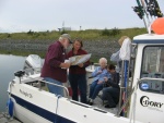 Aug.09; Where are we going??  5 women on board (oldest 94 yrs), went fishing, wind came up, 