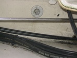 Closeup of the transom near motor brackets.