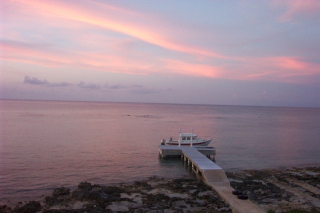Hunky Dory is finally home!  Here is her first Little Cayman sunset.