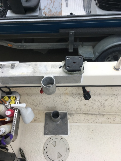 Davit mount 2, screw down port is for through bolt access.