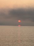 Sun peeking through the smoke, 05:00 7-7-19 Kachemak Bay AK.