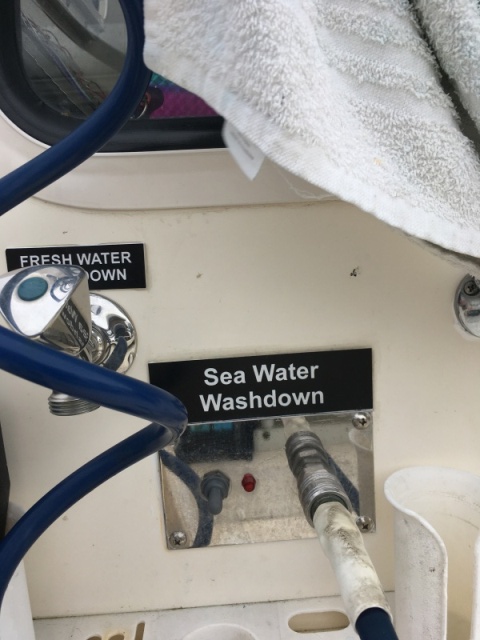 Fresh water is spliced into the hot water tank outlet & pressure's up from fresh pump.
Sea water is standard C-Dory mostly kind of.