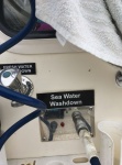 Fresh water is spliced into the hot water tank outlet & pressure's up from fresh pump.
Sea water is standard C-Dory mostly kind of.