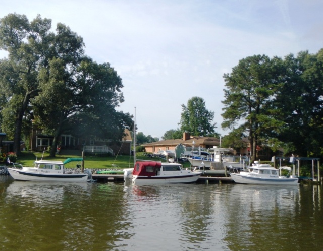 Boats leaving from the Baum's dock