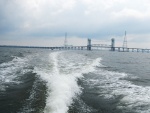 Underway with James River Bridge behind