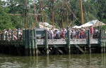 Jamestown tourists waiting for a ride on a C-Dory.

Well, actually they are waiting to tour the SUSAN CONSTANT, DISCOVERY or the GODSPEED - the Jamestown settlers, replicated vessels that brought them here. [skimmer]