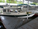 Jean Marie in her home port, Sportcraft Landing in Oregon City.  She's a documented vessel, so hailing port is a required marking. No state registration numbers and I like the clean look on the bow.