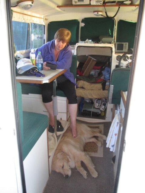 Kim with Sunshine anchored at Shallow Bay, Sucia 2014