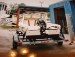 Stern view of boat with motor