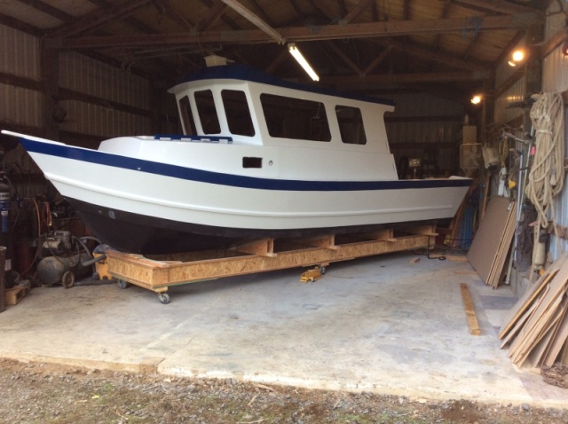 Tolman Skiff Jumbo 25 foot, exterior paint complete