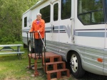 My wife has Parkinson\'s so we built this platform /step to help her out of the RV safely.  Works great