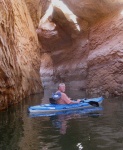 Russ in Kayak in Slot at Fifty Mile Canyon 9-22-09