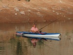 Patty Fishing in Kayak in LIttle Oak Canyon 9-24-14