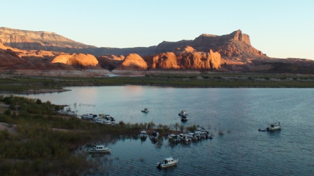 Early morning the 25 Sept at Oak Canyon Bay gathering.  one 27 Ranger,one Tomcat, one 25 C-Dory, two 23 Cape cruisers, twenty 22 C-Dory's  Photo by Hunkydory Jay