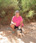 Patty and Baxter on Trail in Smith Fork Canyon 9-20-10