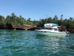 Bill on Mystery Girl enjoying the Devils Island Sea Caves