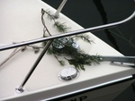 (Pat Anderson)Sprig of Greenery on Bow of Two Lucky Fish 
