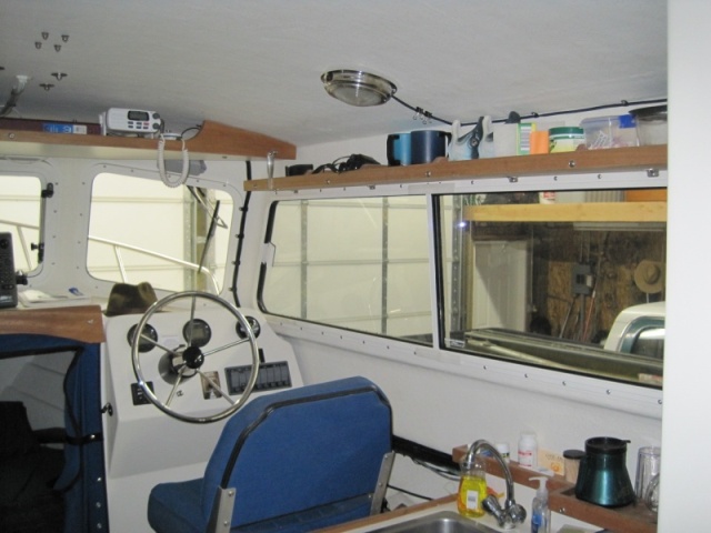 Home made shelf above starboard window