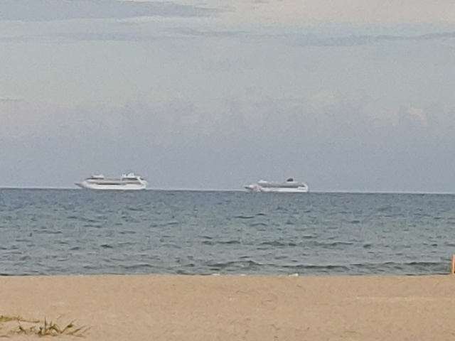 Cruise ships stored off of Cocoa beach.