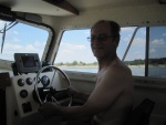 Rob at PK Lake & at the helm for the first time!