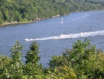 A pod of C-Dories cruising up the Penobscot River heading for the marina at Winterport.