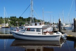 One of our favorite spots, Swantown Marina in Olympia, WA. Big Mac relaxing after dinner.