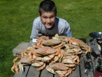 About an hour later, Mason with cooked crab(Mason C. Bailey) 