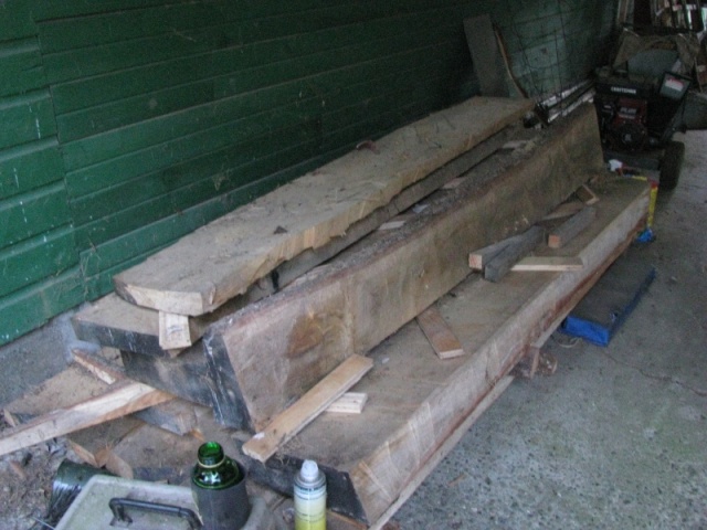 Rough cut oak before milling.