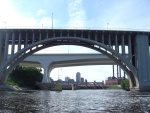 Trip from Minneapolis to Guttenberg, Iowa, on the upper Mississippi.
Heading north toward the Tenth Avenue Bridge in Minneapolis.