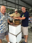 Tex from Bixby's Cub had no problem getting volunteers for cranking the ice cream freezer.