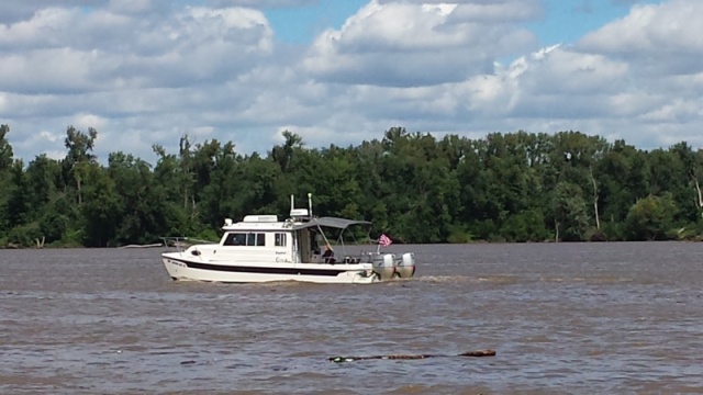 C-Lark dodging logs on the Mississippi River near Hannibal, MO.
