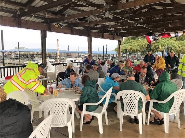 Potluck at Alton Marina. Red and White Hots provided by Jay & Terry