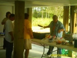 Paula cooking breakfast Sunday morning.  MmMmmm GOOD!