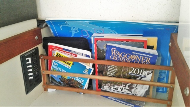 Under table Chart Book & Cruising Guide storage