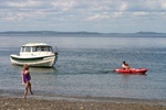 In case anyone was wondering:  you CAN tow a C-Dory with a kayak!