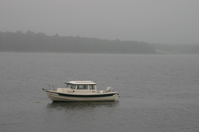 Mahone Bay, Nova Scotia.  Otter at her mooring off Klungemache Island.  She seemed right at home.