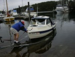 Loading her onto the trailer...