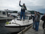 Our boat's naming ceremony! Cheers!