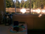 Steak breakfast while moored up on a bouy at Jones Island