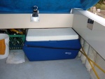 80qt.Ice Chest/Extra Seat/Boarding Step/Fish box/Catch-All. Fuel Tanks Behind