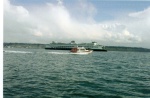 (R/J): On the way to Poulsbo, Anna Leigh passing the ferry.