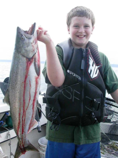 Scatched Head King, caught @ 130' of calbe on Cookie & Cream kingfisher spoon.  8/21/10