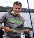 coho (1 of 4) on Monday after work.  67' on glow squid.  9/14/15