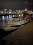 1991 22 Angler name TBD. First night I brought her home put her in and motored over to dry storage at Foss Landing.