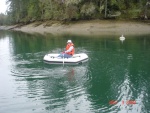 Using the dinghy in
 Jarrell Cove