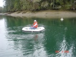 Using the dinghy in
 Jarrell Cove